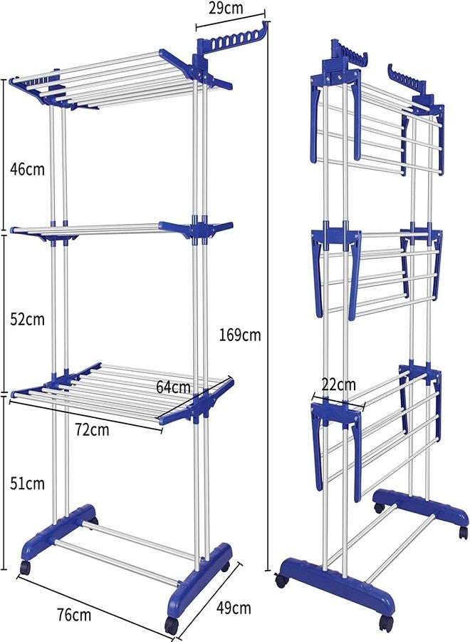 Rainbow Drywell Premium 2 Pole 3-Layer Clothes Stand Drying Rack Clothes Airer Stand Suitable for Balcony Passage Terrace or Indoors - Image 2